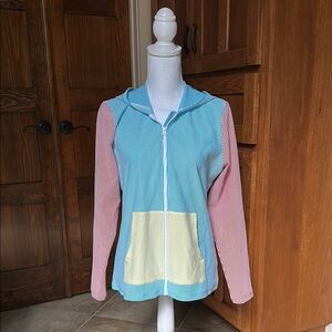 Lands' End Blue and Pink Striped Swim Coverup